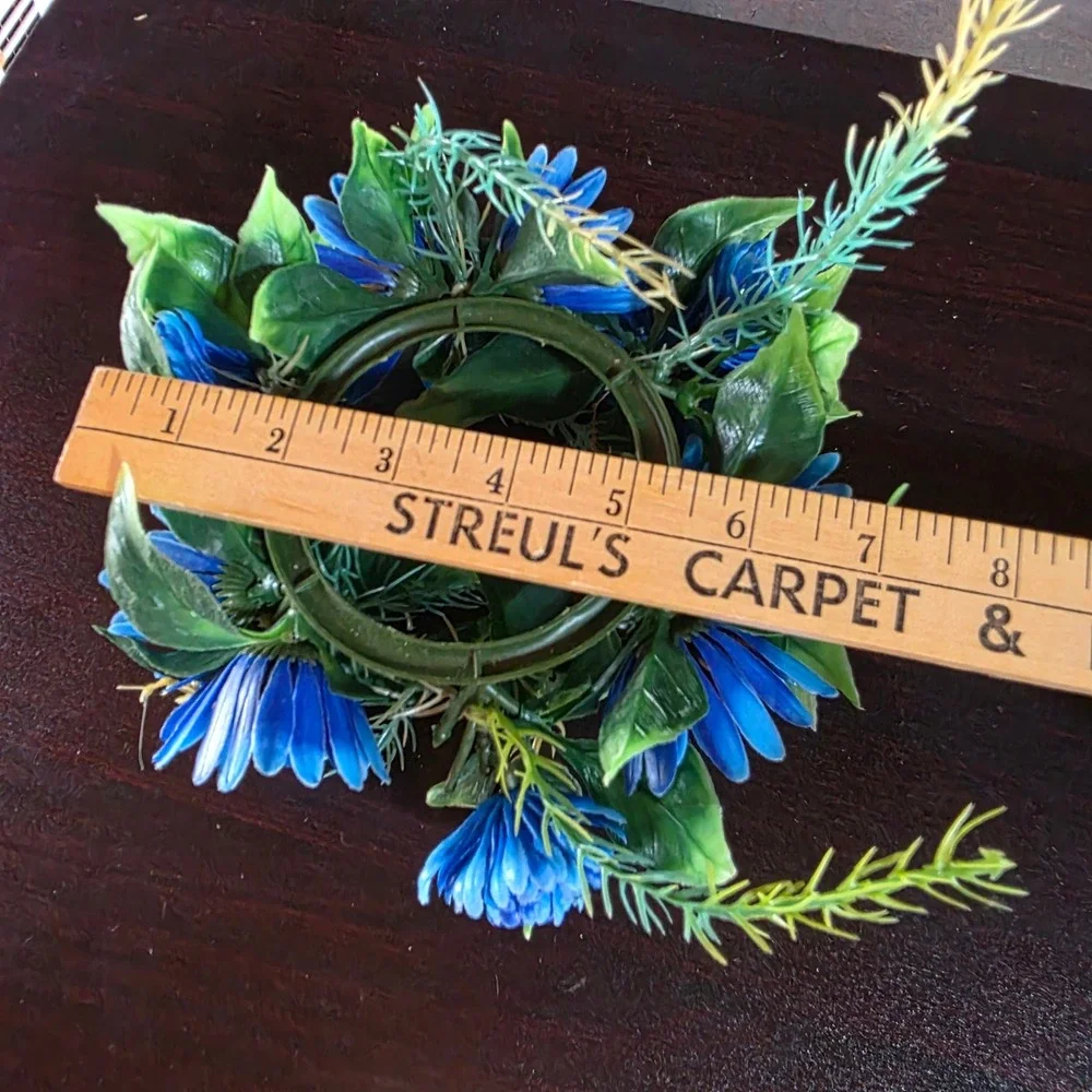Vintage Plastic Floral Pillar Candle Ring Wreath 7